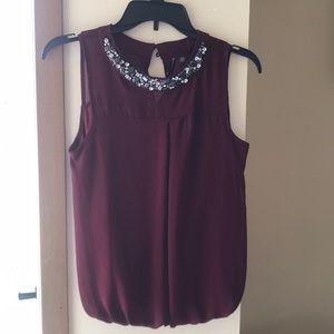 Maroon Jeweled Blouse